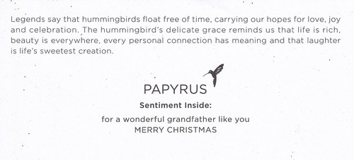 Papyrus Weihnachtskarte Neu in Verpackung UVP 5,95 $ Opa (rot) beflockte Karte (H4) - Bild 3 von 3