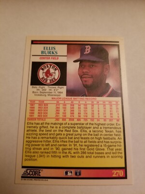 メジャーリーグ　カード　Ellis Burks 1992 Score Baseball - #270 Ellis Burks | eBay