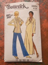 Butterick 3624 Caftan Top 70s Vintage Sewing Pattern Cut Costume Designers Sm