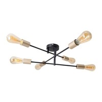 Deckenleuchte Deckenlampe Wohnzimmerleuchte Schwarz 6 Flammig Flurlampe L 54,5Cm