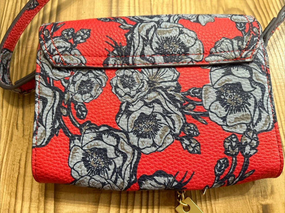 Bandolera Foley & Corinna Blake Mini Floral Cuero Vegano - Roja, Azul Foto 4 de 4