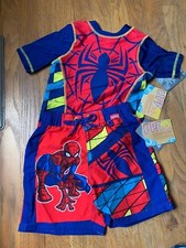 The Disney Store Boy Size 4 Spiderman Seimming Trunks  Rash Gard NWT