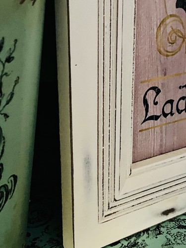 Set cornice legno arte parete bagno/loo francese/shabby chic "donna/uomo" - Foto 7 di 12