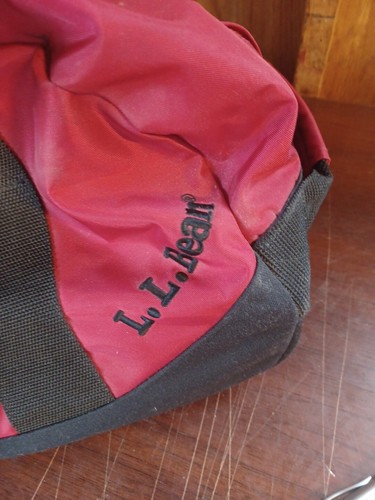 LL Bean Rolling Duffle Bag Luggage Double Handle Shoulder Strap Wheels XL Red Lg - Picture 5 of 7