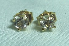 14K Gold  CZ Earrings 0.7 grams total 3/8  across