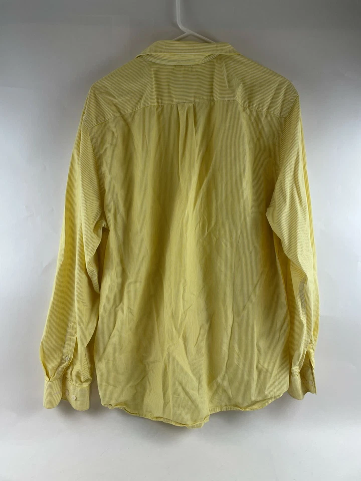 Gap Premium Shirt Men's Size XL Yellow Striped Long Sleeve Slim Fit Button Up - Image 2 of 4