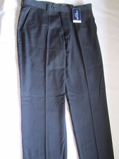 $120 CHAPS BLACK MEN DRESS PANTS TROUSERS SLACKS 34"W 32"L STRIP FLAT FRONT NWT