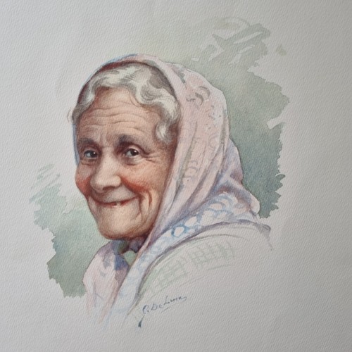 Vintage Arti Grafiche Ricordi Prints, Italy , G.DeLuca, old women