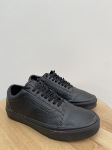 leather vans all black