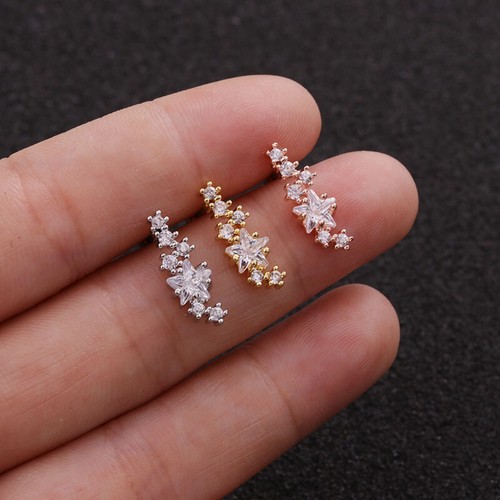 Zircon Stone Cartilage Earring Conch Tragus Helix Cartilage Piercing Ear Stud - Picture 7 of 35