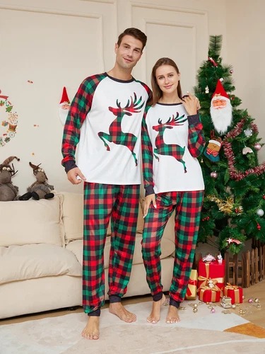Weihnachten Familie passende Homewear Outfits Kinder Pyjamas Sets Xmas Pjs Kleidung - Bild 4 von 7