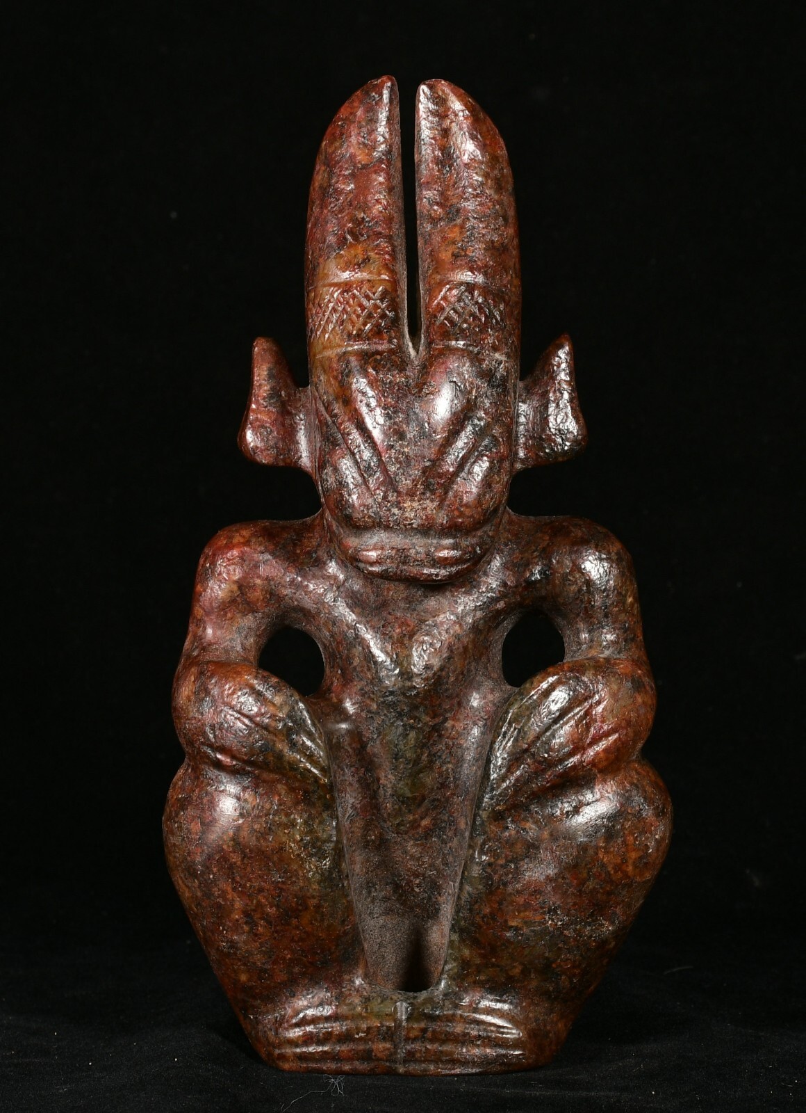 7.4'' China Hongshan Culture Old Jade Carved Sun God Helios Sun-God Statue