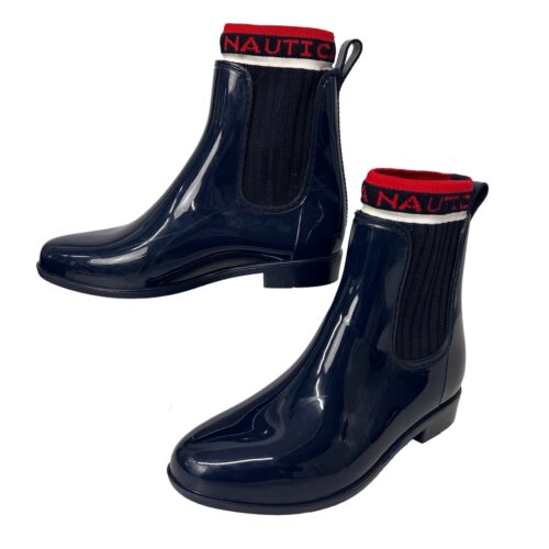 Nautica Rain Boots Women's Size 7 Navy Blue Rubbe… - image 1