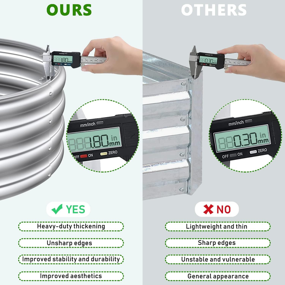 6X2.3X1Ft Outdoor Galvanized Raised Garden Bed, Planter Raised Bed for