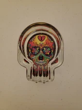 Novelty Inc - Glow in the Dark Day of the Dead Glass Ashtray - 2 7/8" x 3 3/4"