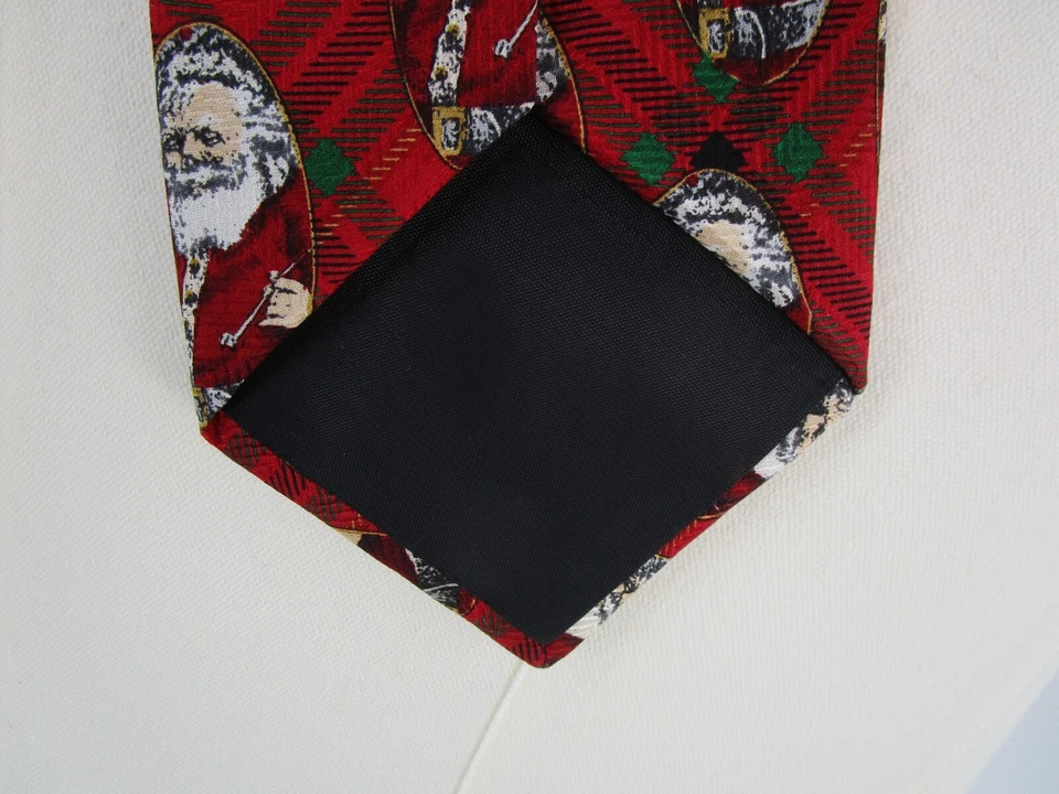 Gravata Claybrooke masculina vermelha Stanta 54" de comprimento 4" de largura 100% seda vintage - Imagem 4 de 4