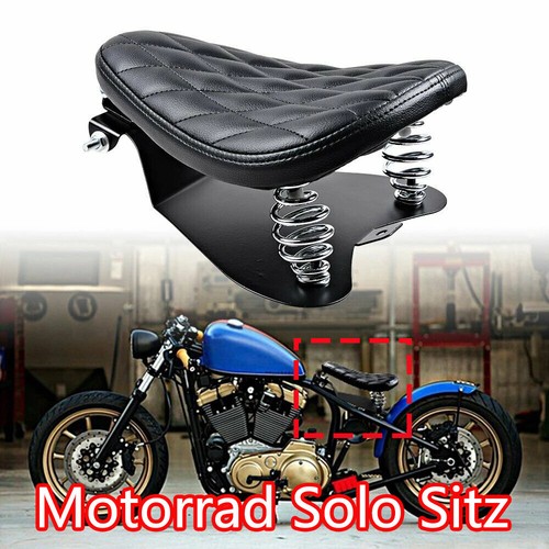 Motorrad Leder Solositz Mit Grundplatte für Harley Bobber Chopper Custom Schwarz