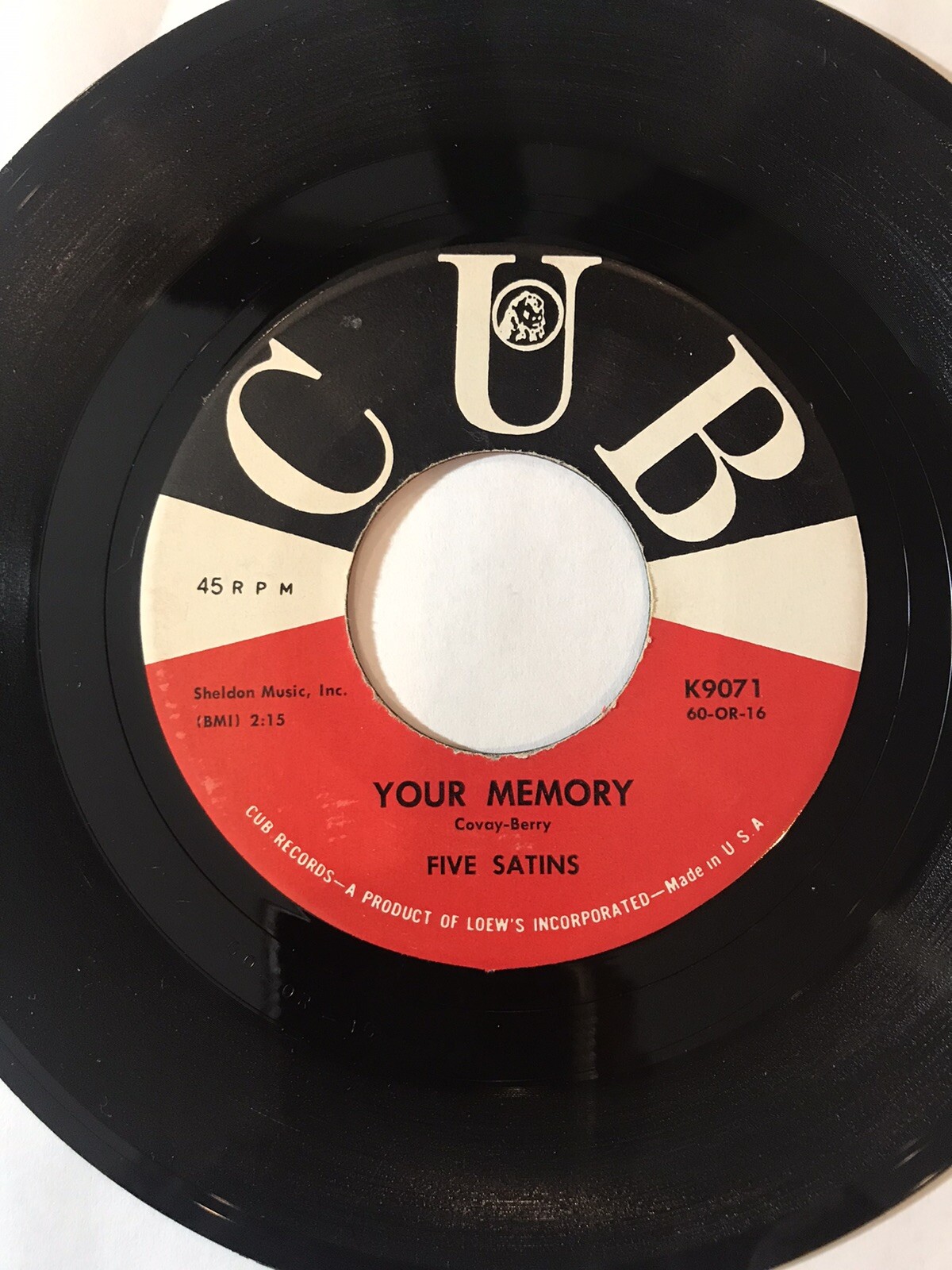 The Five Satins - Cub 9071  Your Memory / I Didn't Know *** 1960 *** M -