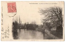Old postcard 27 - PACY SUR EURE (Eure) - Les Bords de l'Eure seen downstream of the Bridge
