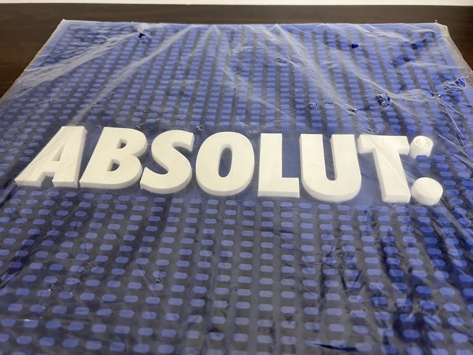 Tapete de barra de borracha raro logotipo Absolut Vodka 13,75 polegadas x 13,75 polegadas azul branco novo - Imagem 2 de 3