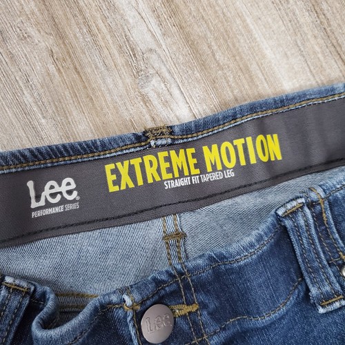 Lee Extreme Motion Jeans Mens 44x29 (42x28) Blue Relaxed Fit Stretch Denim Pants - Picture 12 of 15