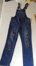 JUSTICE Girls' Blue Jean Overalls 22.5" INSEAM SZ 8 VGUC