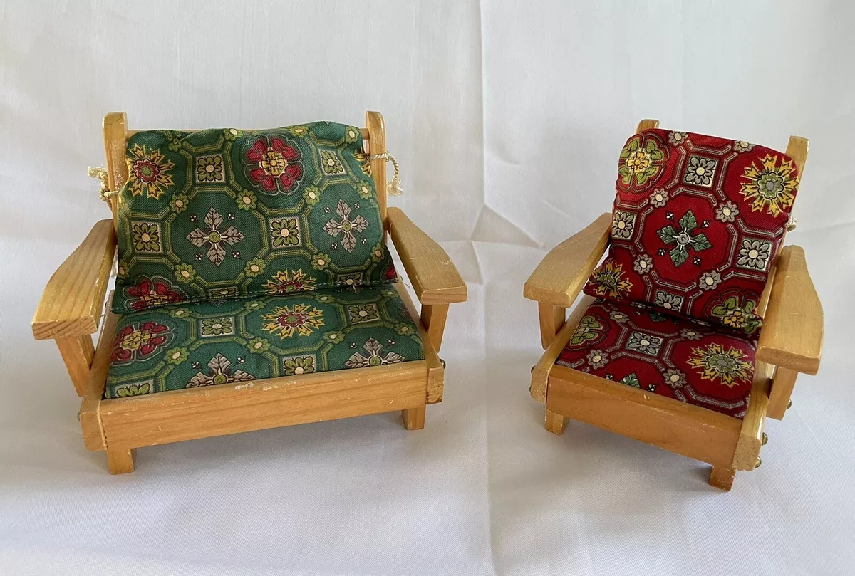 Vintage Dollhouse PERT PAT Products Inc. Boscawen NH Couch & Arm Chair Set