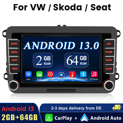 7'' Apple Carplay Android 14 Autoradio GPS Navi Für 2 DIN VW GOLF 5 6 Passat Polo