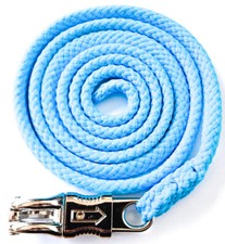Führstrick Pferde Anbindestrick hellblau Strick mit robustem Panikhaken (D03)