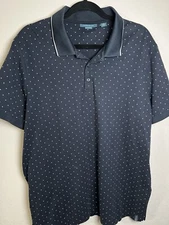 Perry Ellis Polo Men's XL Pima Cotton Navy White All Over Graphic Golf