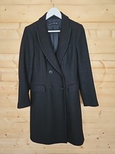 Zara Coat Size Medium Long Wool Blend Double Breasted Smart Elegant Black