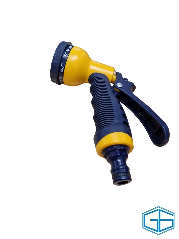 WATER SPRAY GUN 7 PATTERN HEAVY DUTY YELLOW AND BLUE TRIGGER SWITCH