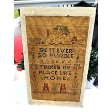 Beautiful antique cross stitch unframed; No Place Like Home