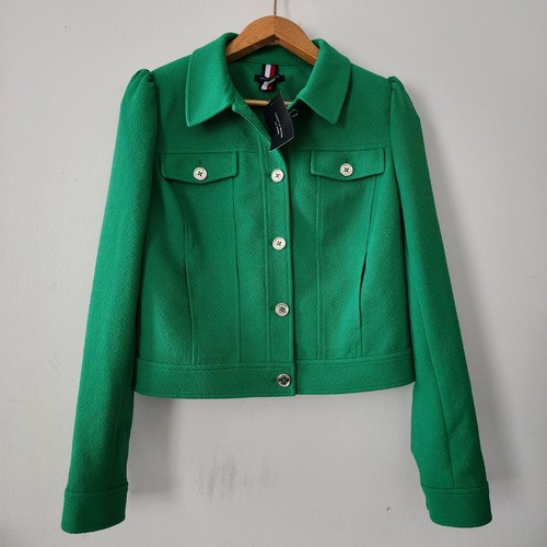 tommy hilfiger Women's Green Long Sleeve Button Front Blazer Size 8 - Picture 5 of 13