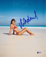 NINA AGDAL SIGNED 8X10 PHOTO SWIMSUIT MODEL BECKETT BAS AUTOGRAPH AUTO COA A