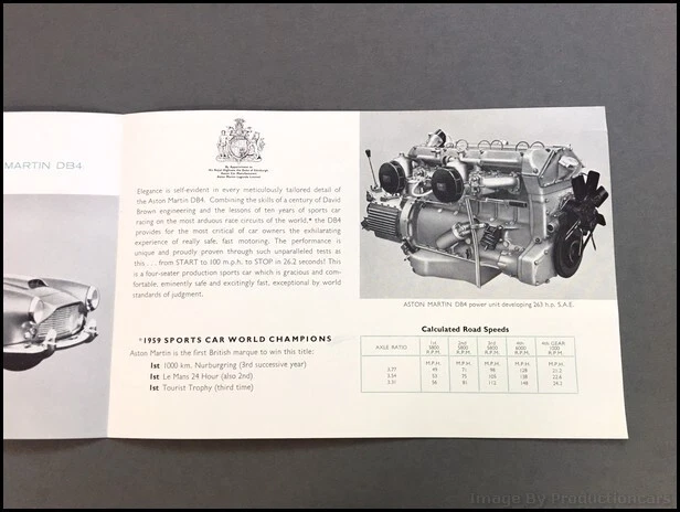 1962 Aston Martin DB4 Vintage Car Sales Brochure Folder Foto 3 de 4