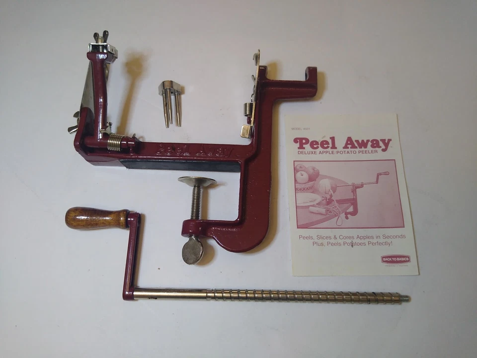 BACK TO BASICS Peel Away Apple Peeler Model A501 Clamp On Open Box Complete  - Image 3 of 4