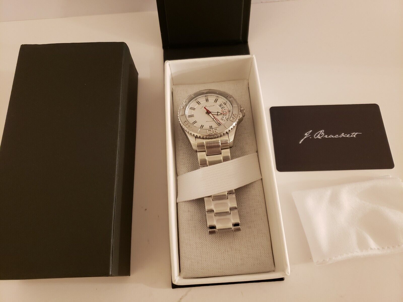 Brand New J. BRACKETT Automatic Chios-White 42mm Men's Watch JB4002 MSRP $425