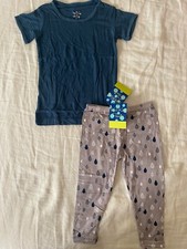 Kickee Pants Mix  Match Pajamas in Feather Rain Drops and Peacock 2015, Size 2T