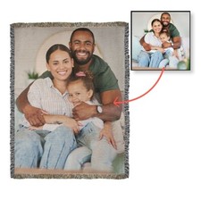 Personalized Custom Photo Heirloom Woven Custom Tapestry  Annivarsary  Blanket