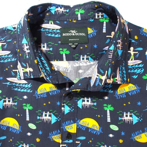 MEN'S RODD & GUNN CASUAL NAVY MULTICOLOURED NOVELTY PRINT SHORT SLEEVE SIZE XXL - Picture 8 of 10