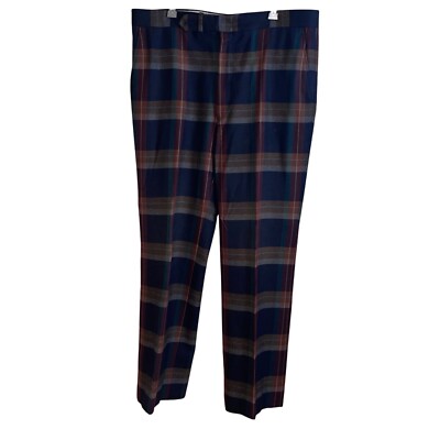 Furmans Pants Mens Vintage Size 35 Multicolor Metal Zipper Plaid Pure Wool Retro