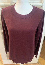 Ann Taylor Loft Sweater Sz M Maroon Pullover Long Sleeve Crew Neck Cotton