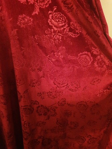 Velvet Rose Pattern Dress - V-Neck Long Sleeve Dress - Red - Size 16/XL - BNNT - Picture 17 of 21
