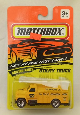 Matchbox UTILITY TRUCK YLW W/ BLUE WINDOWS #4 "TELEPHONE CO."