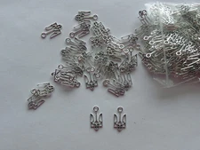 LOT OF 3 UKRAINE TRYZUB TRIDENT CHARMS .5mm x 18mm THEY ARE 2 SIDED CHARMS