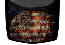 Vintage Eagle Head Truck Car Hood Wrap Vinyl Graphic Decal Light American Flag