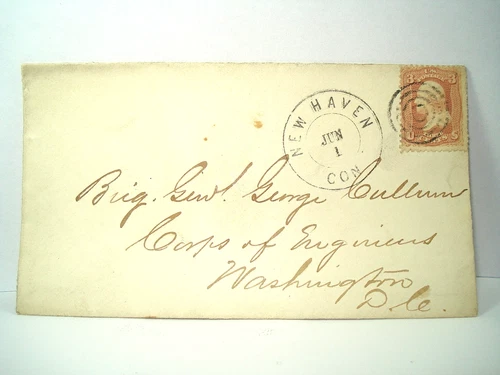 Civil War GENERAL GEORGE WASHINGTON CULLUM Cover NEW HAVEN CONNECTICUT