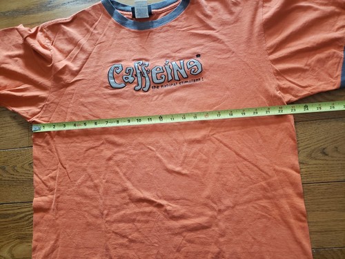 T-shirt vintage anni 90 2000 Caffeine Records arancione uomo taglia large made USA - Foto 6 di 6