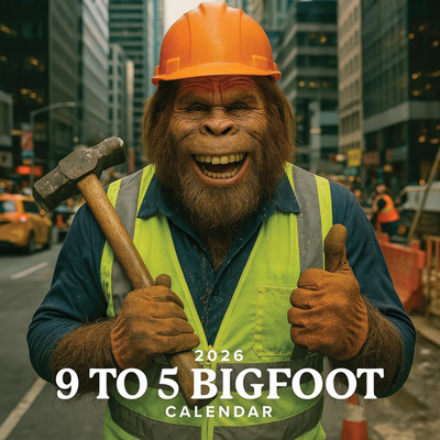 Off The Grid Calendars - 2026 9 to 5 Bigfoot | 12'' x 12'' | Wall Calendar - Funny